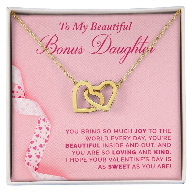 To My Bonus Daughter | Interlocking Hearts Necklace | Valentine's Day