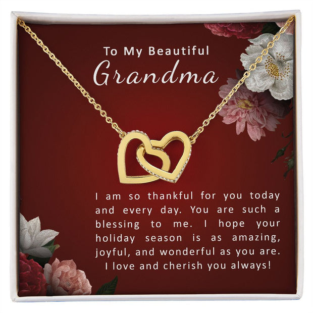 To My Beautiful Grandma | Interlocking Hearts Necklace