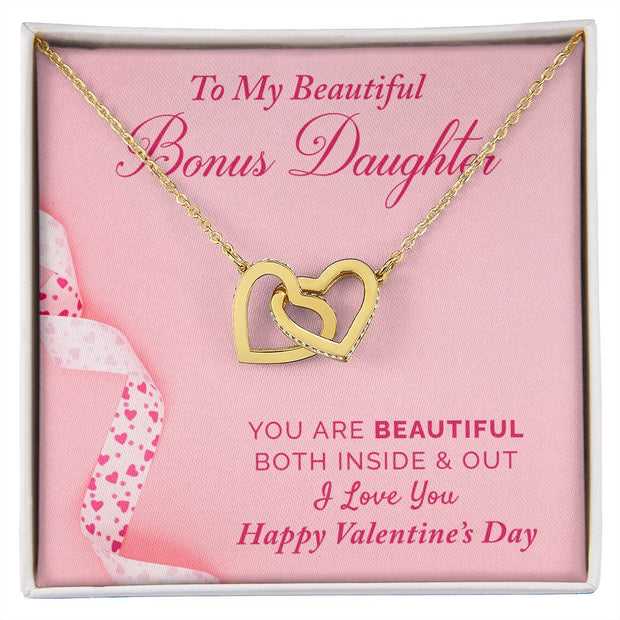 To My Bonus Daughter | Interlocking Hearts Necklace |