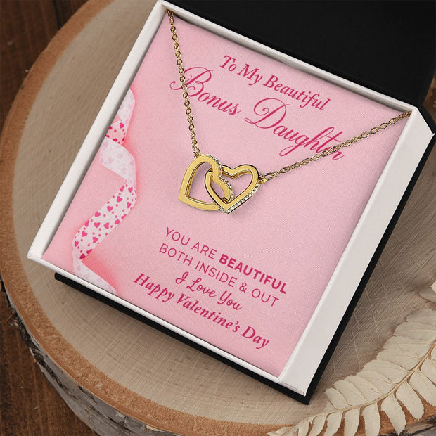 To My Bonus Daughter | Interlocking Hearts Necklace |
