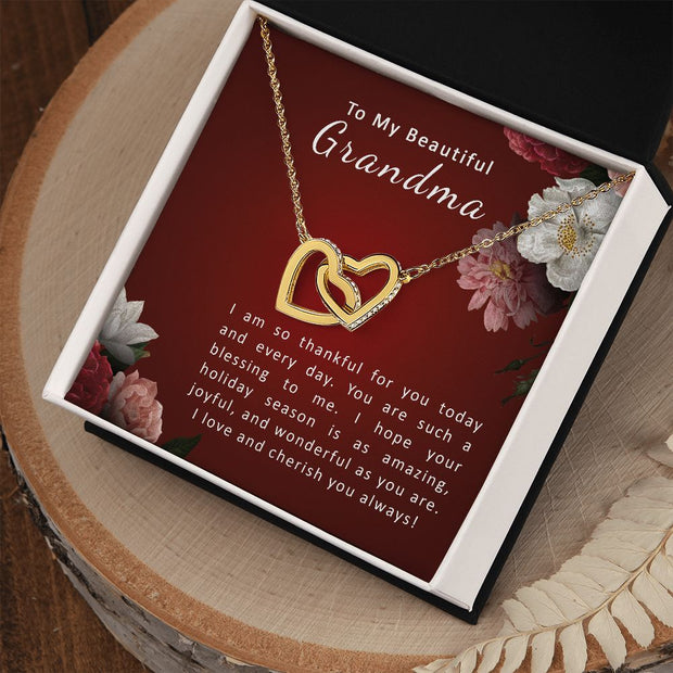 To My Beautiful Grandma | Interlocking Hearts Necklace