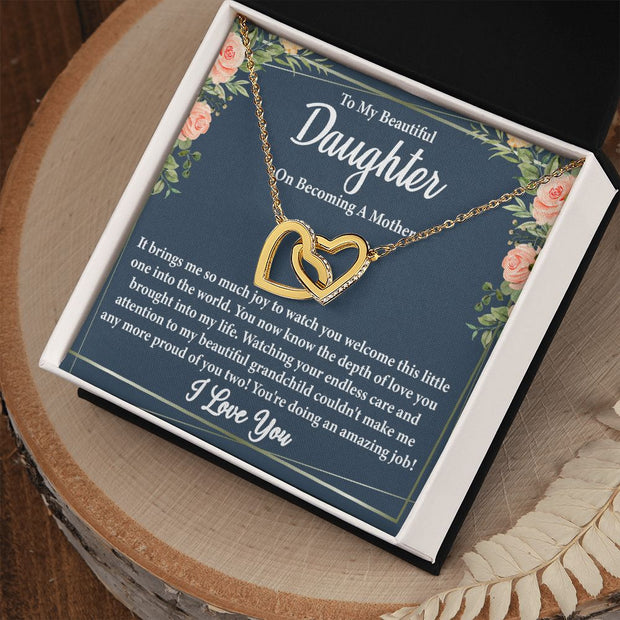 To My Beautiful Daughter on Becoming a Mother Blank | Interlocking Hearts Necklace | Valentine's Day