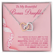 To My Bonus Daughter | Interlocking Hearts Necklace | Valentine's Day