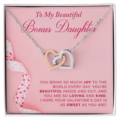 To My Bonus Daughter | Interlocking Hearts Necklace | Valentine's Day