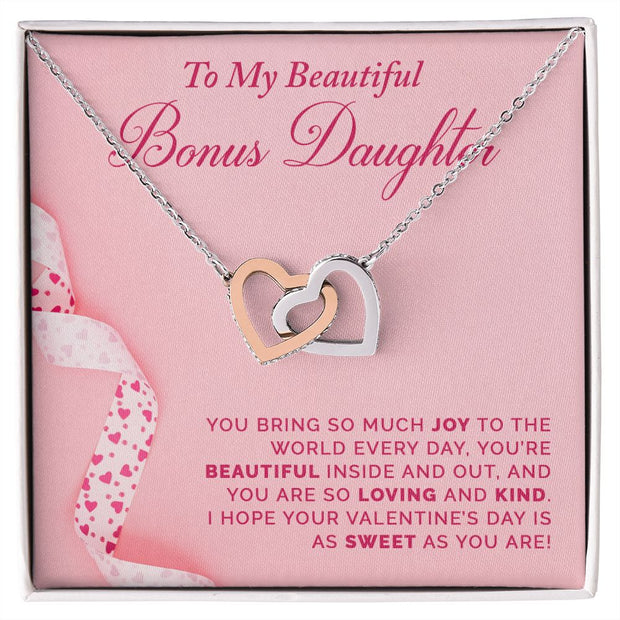 To My Bonus Daughter | Interlocking Hearts Necklace | Valentine's Day