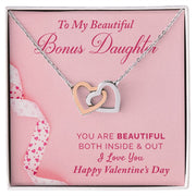 To My Bonus Daughter | Interlocking Hearts Necklace |