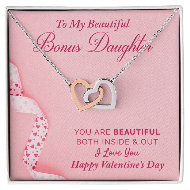 To My Bonus Daughter | Interlocking Hearts Necklace |