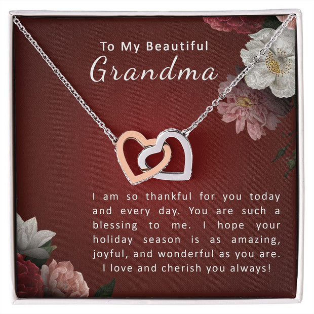 To My Beautiful Grandma | Interlocking Hearts Necklace