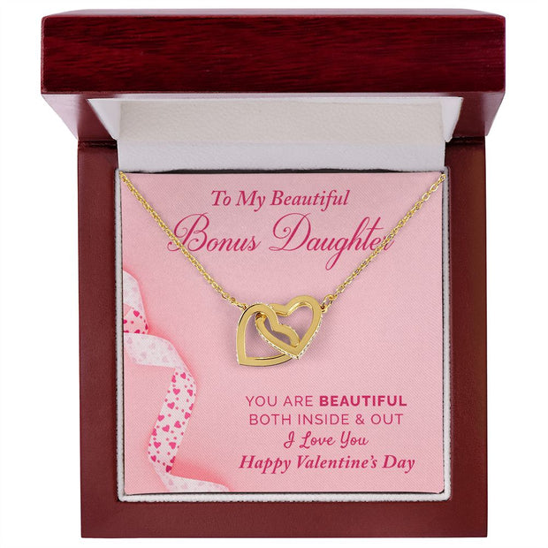To My Bonus Daughter | Interlocking Hearts Necklace |