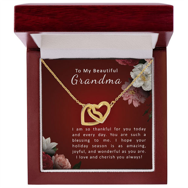 To My Beautiful Grandma | Interlocking Hearts Necklace