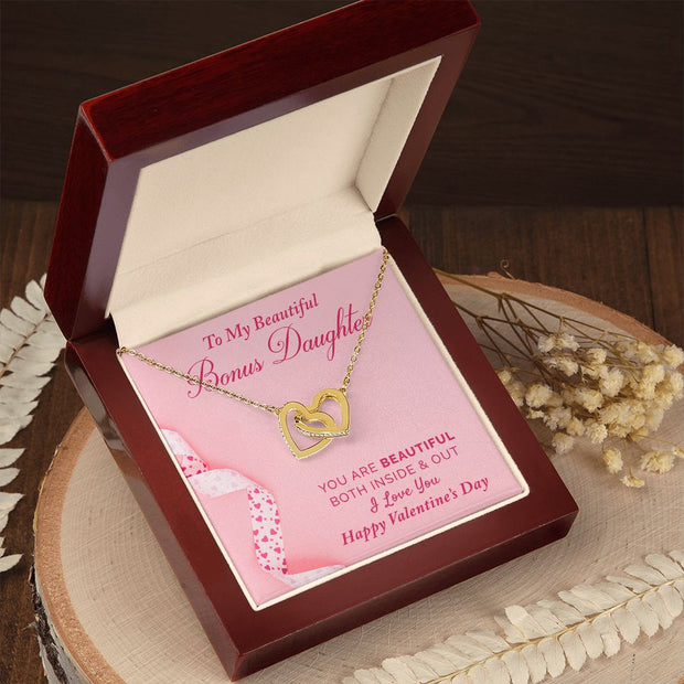 To My Bonus Daughter | Interlocking Hearts Necklace |