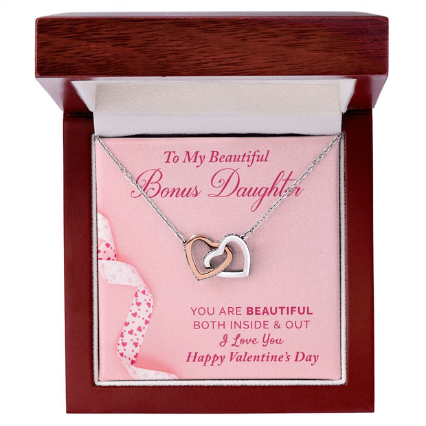 To My Bonus Daughter | Interlocking Hearts Necklace |