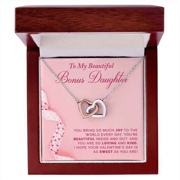 To My Bonus Daughter | Interlocking Hearts Necklace | Valentine's Day
