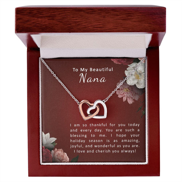 To My Beautiful Nana | Interlocking Hearts Necklace