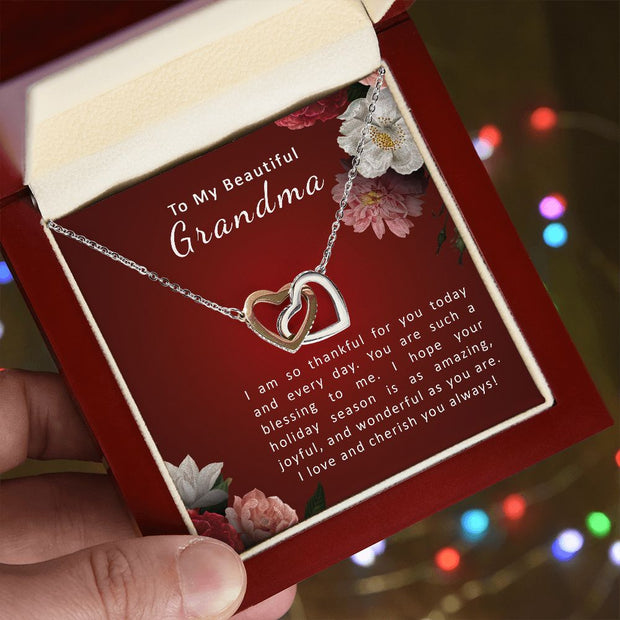 To My Beautiful Grandma | Interlocking Hearts Necklace