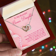 To My Bonus Daughter | Interlocking Hearts Necklace | Valentine's Day