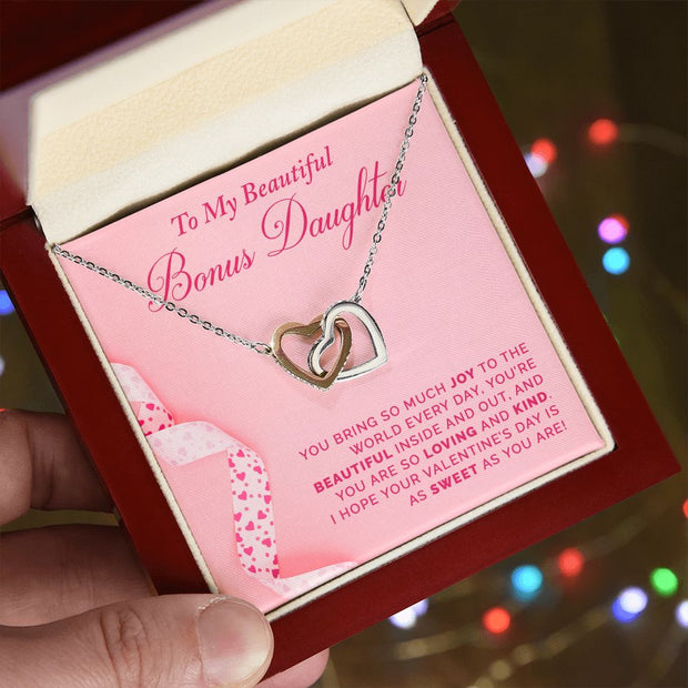 To My Bonus Daughter | Interlocking Hearts Necklace | Valentine's Day