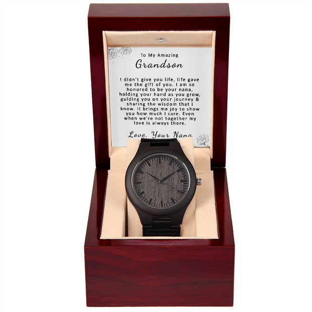 To My Amazing Grandson | From Nana | Wooden Watch
