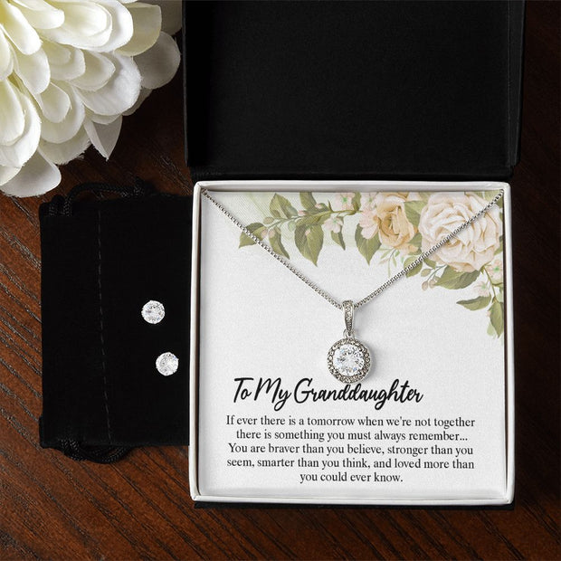 To My Granddaughter | Eternal Hope Necklace + CZ Earring Set