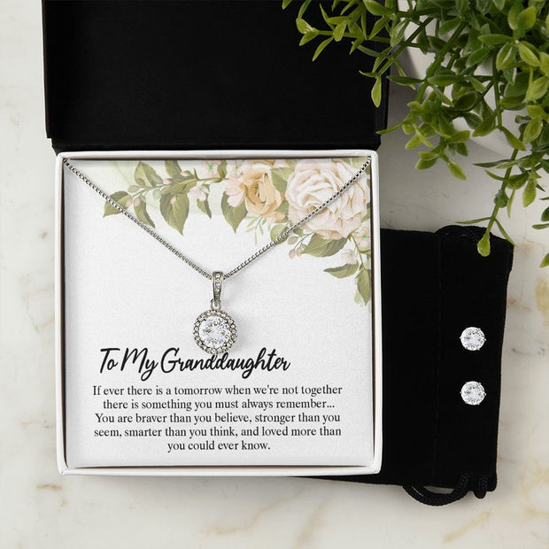To My Granddaughter | Eternal Hope Necklace + CZ Earring Set