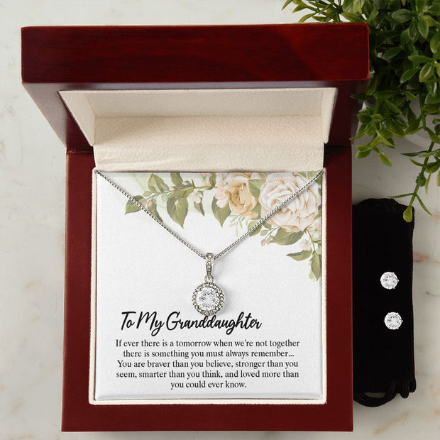 To My Granddaughter | Eternal Hope Necklace + CZ Earring Set