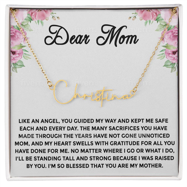 Dear Mom Signature Name Necklace