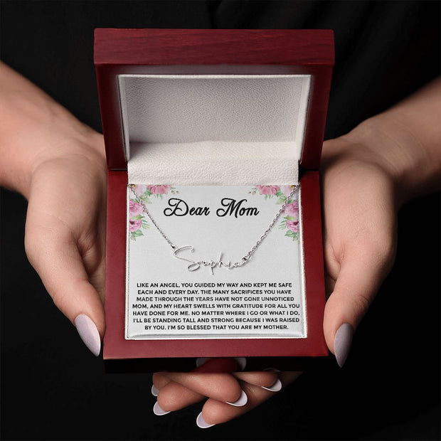 Dear Mom Signature Name Necklace