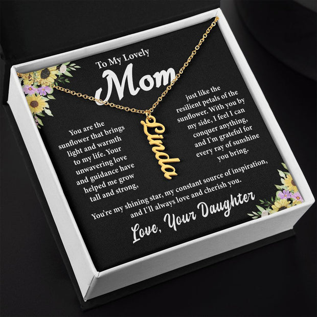 To My Lovely Mom | Vertical Name Necklace