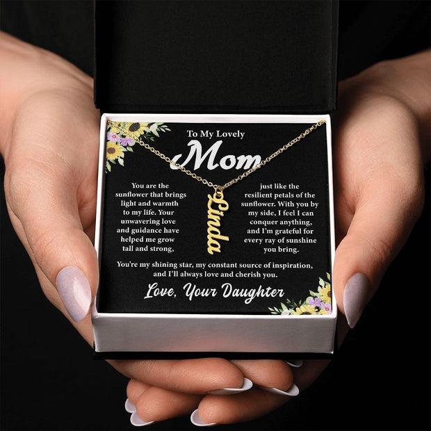 To My Lovely Mom | Vertical Name Necklace