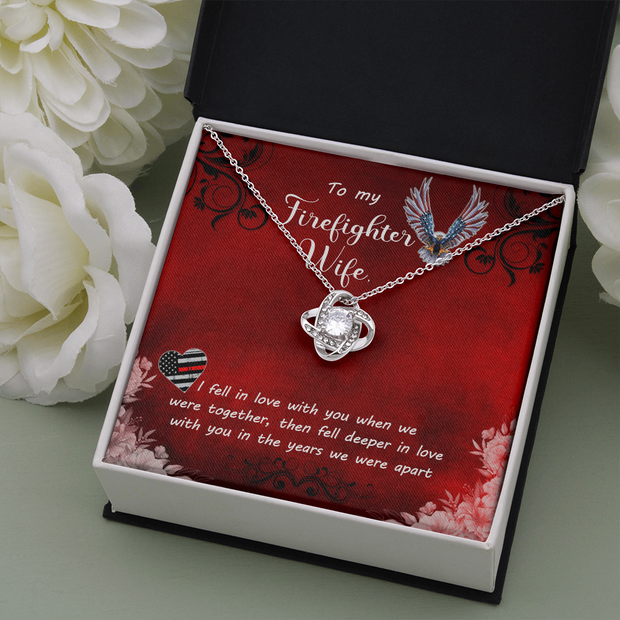 Love Knot Necklace for Firefighter Wife