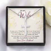 To My Wife Design Stainless Cross Necklace