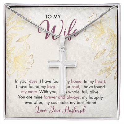 To My Wife Design Stainless Cross Necklace