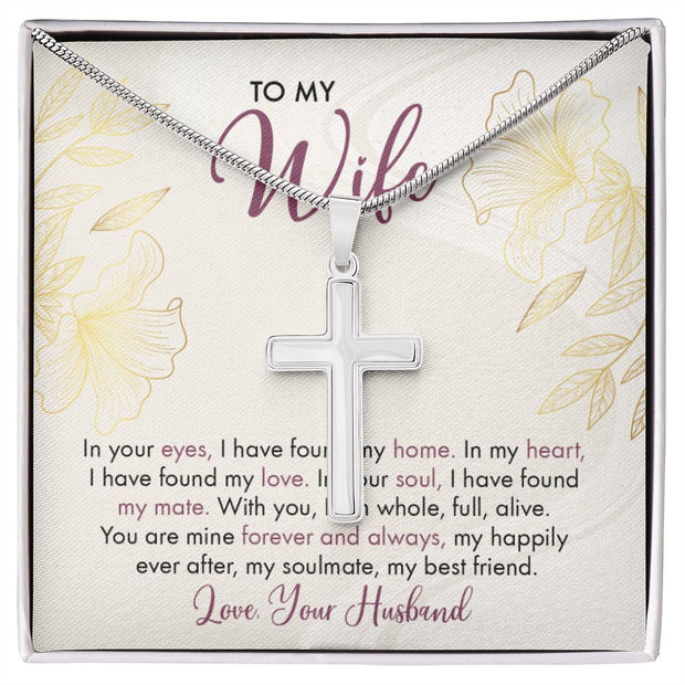 To My Wife Design Stainless Cross Necklace