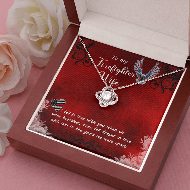 Love Knot Necklace for Firefighter Wife