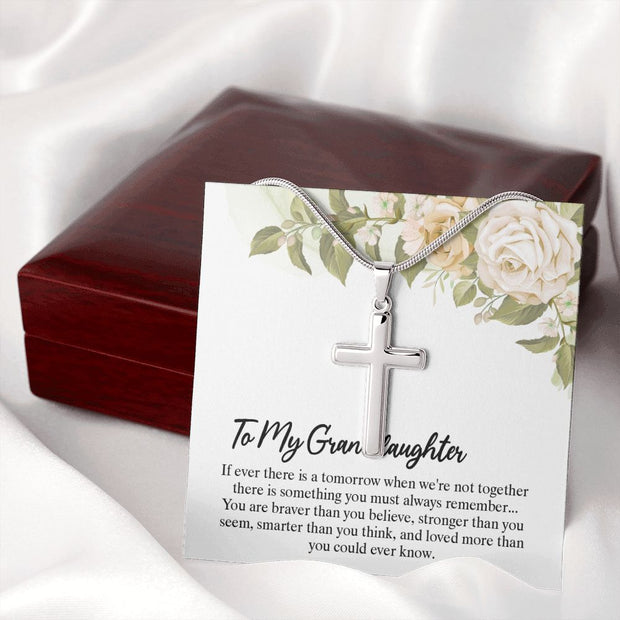 To My Granddaughter Stainless Cross Necklace