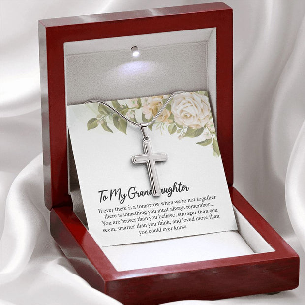 To My Granddaughter Stainless Cross Necklace