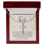 To My Wife Design Stainless Cross Necklace
